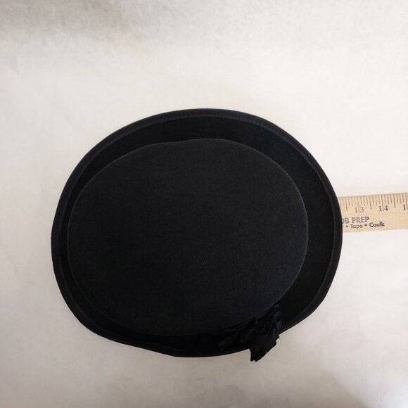 New York Hat Co Top Hat Women's M Wool Felt Classic Black Short Crown Flower Pin - Picture 15 of 16